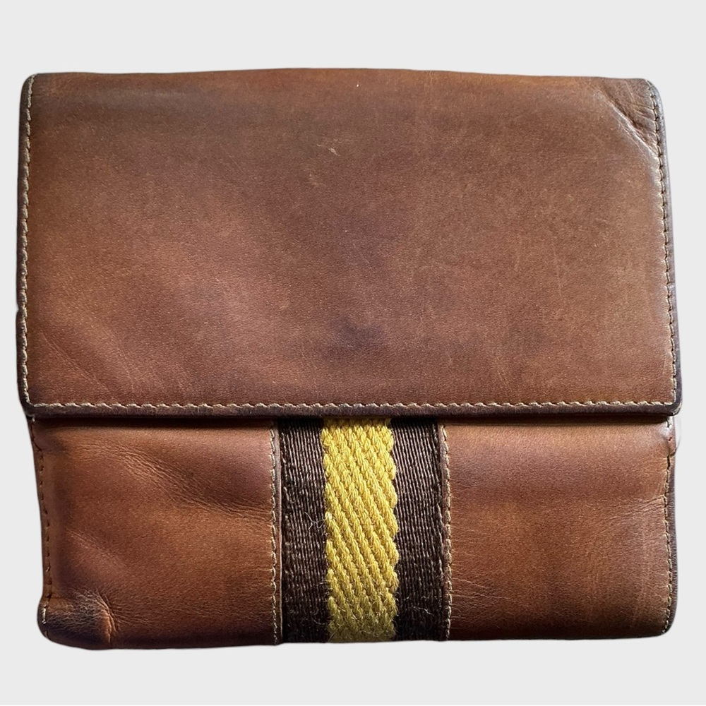 Vintage Gucci Brown Leather Web Stripe Bifold Wallet - Picture 3 of 16